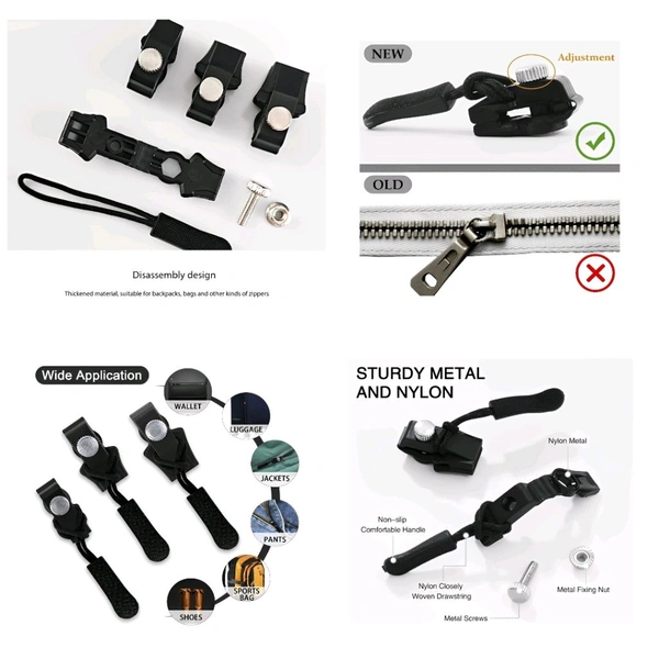 Neo Clean 12Pcs Universal Zipper Repair Kit with Removable Pull Tabs – Metal Zip Puller Replacement for Bags, Clothing, and Garments