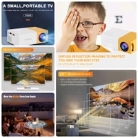 Neo Clean Mini Projector 4K Support, 1080P HD Home Theater Projector with USB, HDMI, SD Card, Remote Control – Compatible with Smartphones, Tablets & Laptops