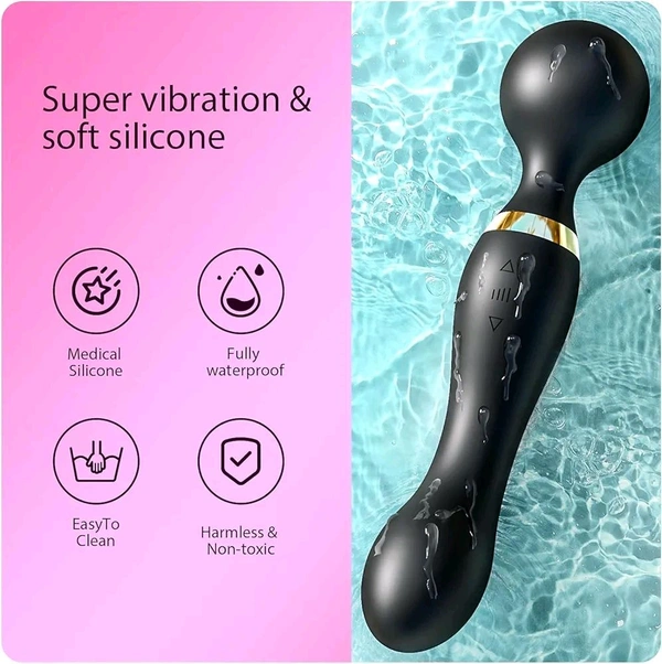 D-Fun Rechargeable Handheld Dual Head Vibrator Massager for Pain Relief & Relaxation | Travel-Friendly Electric Back & Body Massager