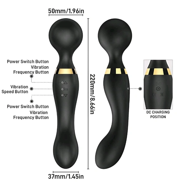D-Fun Rechargeable Handheld Dual Head Vibrator Massager for Pain Relief & Relaxation | Travel-Friendly Electric Back & Body Massager