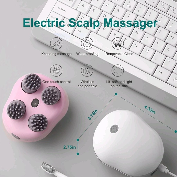 Neo Clean Electric Scalp Massager with Red Light Therapy | Hair Growth Booster & Hair Fall Control | 3-Speed Handheld Massager for Deep Scalp Cleaning & Stress Relief