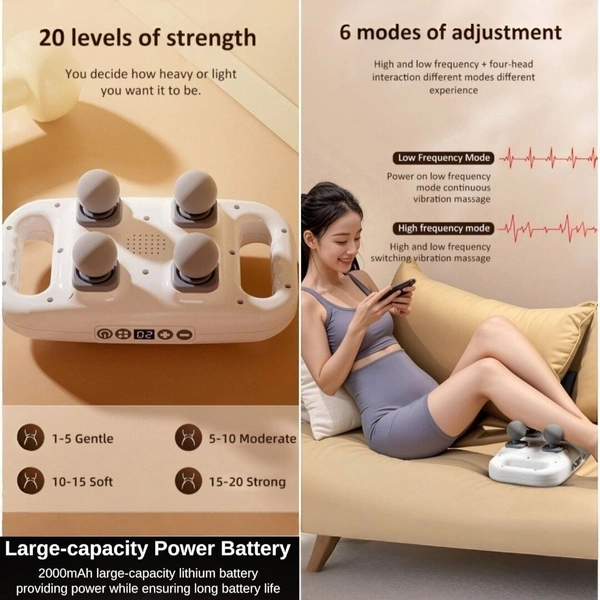 Neo Clean 4-Head Deep Tissue Massage Gun – Electric Massager for Pain Relief, 20 & 6 Modes, Full Body Massager for Back, Neck, Legs & Muscle Recovery