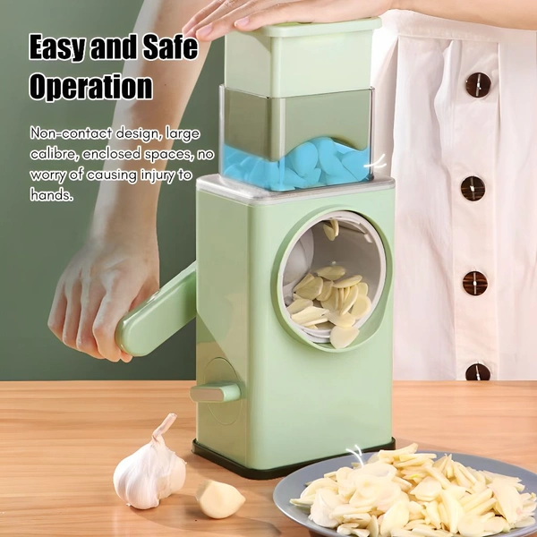 Neo Clean Rotary Vegetable Slicer & Grater – Round Mandoline Shredder with Large Feed Port & Suction Base for Vegetables, Fruits, Nuts & More
