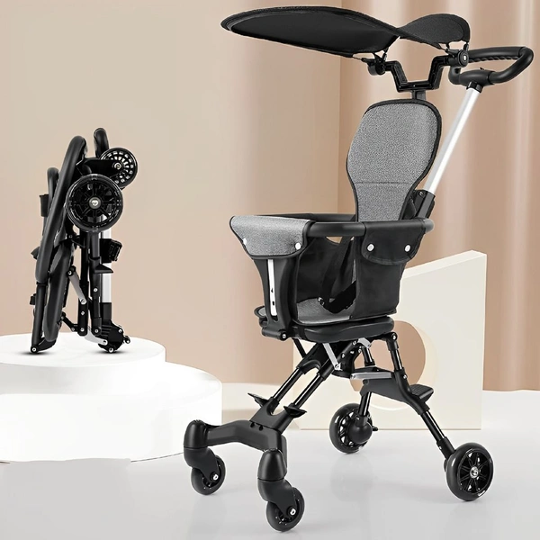 Neo Clean Lightweight Foldable Baby Stroller – Easy Travel Stroller with 360° Rotating Seat, Sunshade & Adjustable Handle – No Assembly Required (Black)