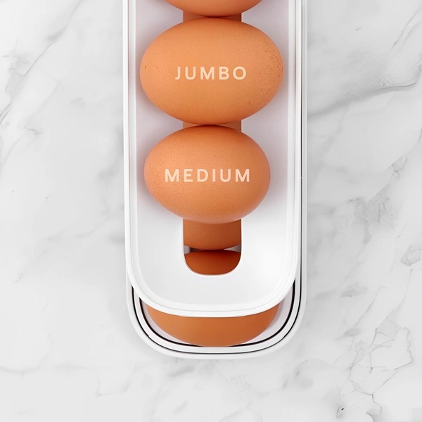 Neo Clean 2 Tier Rolling Egg Dispenser for Fridge & Pantry – Space-Saving Gravity-Fed Egg Holder (Holds 12-14 Eggs, Durable Storage, Pack of 1)