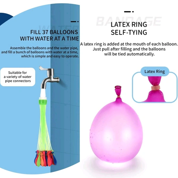 Neo Clean Automatic Fill & Tie Magic Water Balloons for Holi – Multicolor (111 Balloons, Pack of 3 Bunches) | Fast Self-Sealing Water Bombs