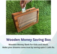 Neo Clean Wooden Piggy Bank for Kids & Adults – Carved Money Savings Box, 1 Lakh Target Cash Vault, Coin & Cash Money Saver Box