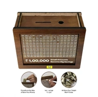 Neo Clean Wooden Piggy Bank for Kids & Adults – Carved Money Savings Box, 1 Lakh Target Cash Vault, Coin & Cash Money Saver Box
