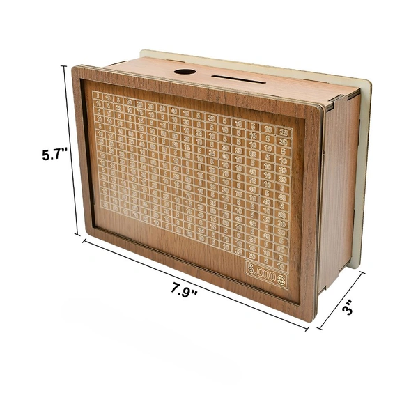 Neo Clean Wooden Piggy Bank for Kids & Adults – Carved Money Savings Box, 1 Lakh Target Cash Vault, Coin & Cash Money Saver Box