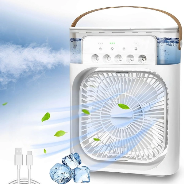 Neo Clean Portable Mini Air Conditioner Fan – Evaporative Cooler with 7-Color LED, 3 Speeds, 3 Mist Modes & Timer for Home, Office & Bedroom