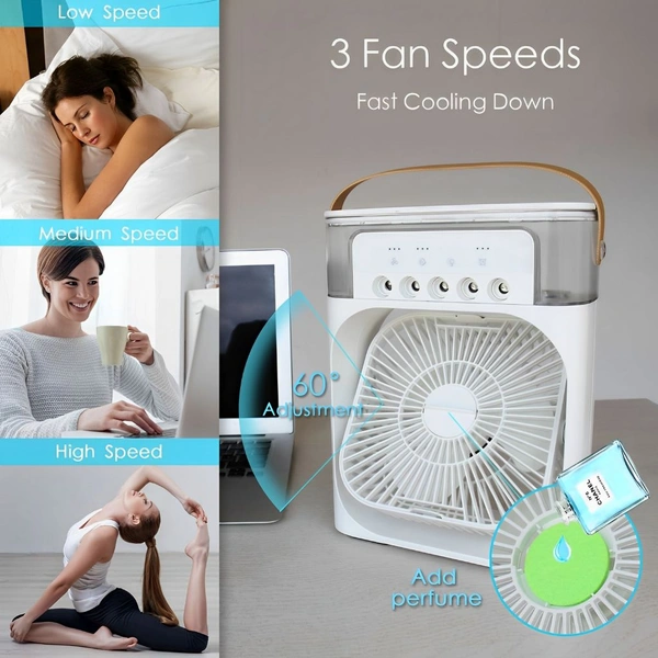 Neo Clean Portable Mini Air Conditioner Fan – Evaporative Cooler with 7-Color LED, 3 Speeds, 3 Mist Modes & Timer for Home, Office & Bedroom