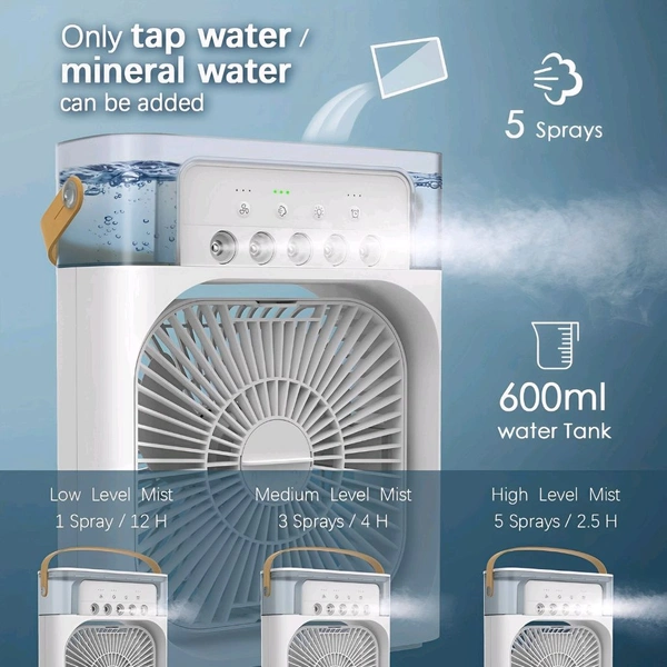 Neo Clean Portable Mini Air Conditioner Fan – Evaporative Cooler with 7-Color LED, 3 Speeds, 3 Mist Modes & Timer for Home, Office & Bedroom