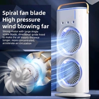 Neo Clean USB Rechargeable Double Ended Spray Fan | 4000mAh Oscillating Cooler with LED, Touch & Remote Control, 3-Speed Cold Air Fan with Water Tank (2025, White)