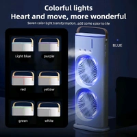 Neo Clean USB Rechargeable Double Ended Spray Fan | 4000mAh Oscillating Cooler with LED, Touch & Remote Control, 3-Speed Cold Air Fan with Water Tank (2025, White)