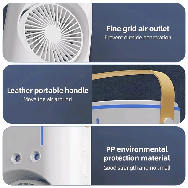 Neo Clean USB Rechargeable Double Ended Spray Fan | 4000mAh Oscillating Cooler with LED, Touch & Remote Control, 3-Speed Cold Air Fan with Water Tank (2025, White)