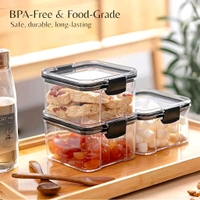 Neo Clean 400ml Square Airtight Food Storage Containers Set – Plastic Kitchen Storage Jars (Pack of 4, Black)