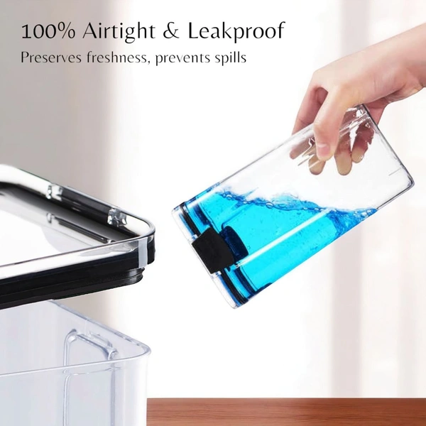 Neo Clean 700ml Airtight Food Storage Containers Set – BPA-Free Plastic Kitchen Jars (Pack of 4, Black)