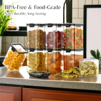 Neo Clean 1100ml Airtight Food Storage Containers Set – BPA-Free Plastic Kitchen Jars (Pack of 4, Black)