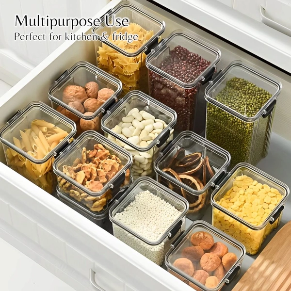 Neo Clean 1100ml Airtight Food Storage Containers Set – BPA-Free Plastic Kitchen Jars (Pack of 4, Black)