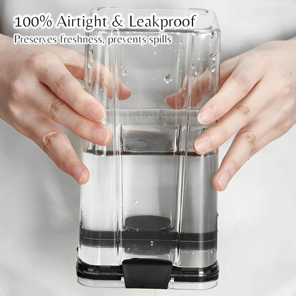Neo Clean 1100ml Airtight Food Storage Containers Set – BPA-Free Plastic Kitchen Jars (Pack of 4, Black)