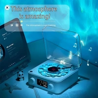 Neo Clean Retro-Style Ocean Wave Bluetooth Gramophone Speaker Lamp with Ambience Light and Clock for Bedroom, Office, Party