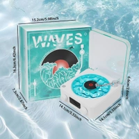 Neo Clean Retro-Style Ocean Wave Bluetooth Gramophone Speaker Lamp with Ambience Light and Clock for Bedroom, Office, Party