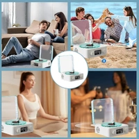 Neo Clean Retro-Style Ocean Wave Bluetooth Gramophone Speaker Lamp with Ambience Light and Clock for Bedroom, Office, Party