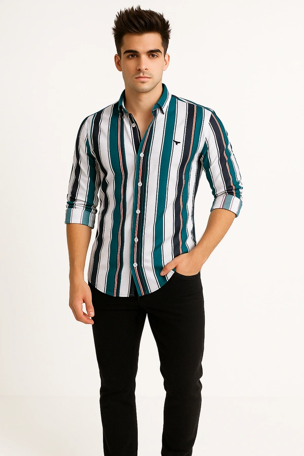 American Owl AMERICAN OWL Casual Shirts Full Sleeves Stripes CAO001 - L