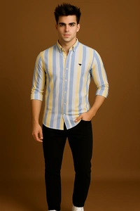 American Owl AMERICAN OWL Casual Shirts Full Sleeves Stripes CAO005 - L