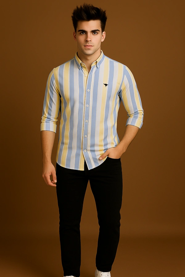 American Owl AMERICAN OWL Casual Shirts Full Sleeves Stripes CAO005 - L