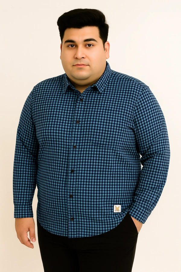 Ekstra EKSTRA Casual Shirts Plus Size Full Sleeves Micro Checks CE009 - 3XL