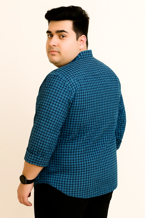 Ekstra EKSTRA Casual Shirts Plus Size Full Sleeves Micro Checks CE009 - 3XL