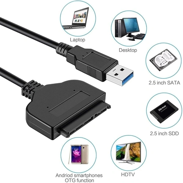 iSparehub USB 3.0 to SATA III Adapter Cable with UASP SATA to USB Converter for 3.5" / 2.5" Hard Drive Disk HDD and Solid State Drives SSD USB Adapter