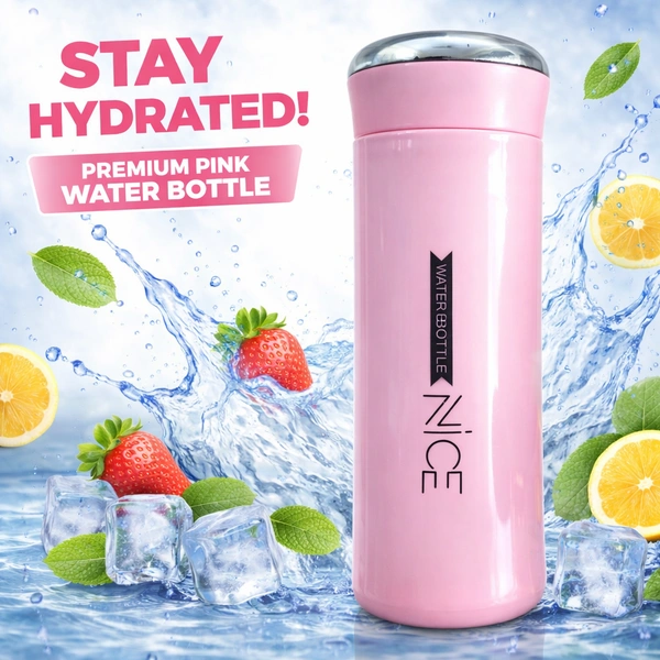 Nice Water Bottle 400ml – Premium Leak-Proof Insulated Flask with Stylish Pink Finish, Portable & Durable Travel Bottle