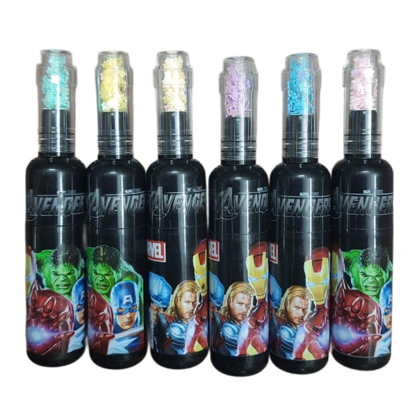 Superhero Glitter Highlighter Marker Pen Set for Kids – 6 Color Marker Pens, School Stationery Gift Pack with Zipper Pouch