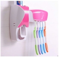 Hands Free Wall Mounted Plastic Dust Proof Automatic 5 Toothpaste Dispenser Holder and Detachable Hole Dispenser