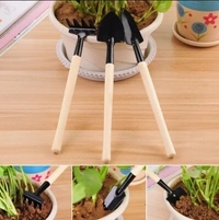 3pcs/set Mini Garden Tools Set Small Shovel/Rake/Spade Wooden Handle Metal Head Garden Tools For Office & Family Gardening - LX759R28S4