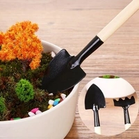 3pcs/set Mini Garden Tools Set Small Shovel/Rake/Spade Wooden Handle Metal Head Garden Tools For Office & Family Gardening - LX759R28S4