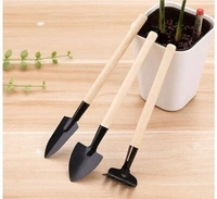 3pcs/set Mini Garden Tools Set Small Shovel/Rake/Spade Wooden Handle Metal Head Garden Tools For Office & Family Gardening - LX759R28S4