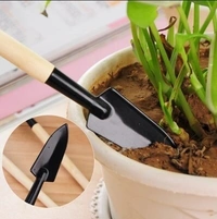 3pcs/set Mini Garden Tools Set Small Shovel/Rake/Spade Wooden Handle Metal Head Garden Tools For Office & Family Gardening - LX759R28S4