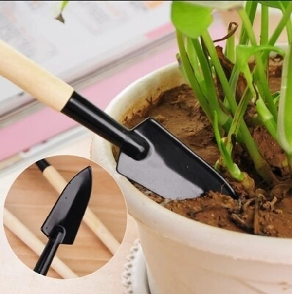 3pcs/set Mini Garden Tools Set Small Shovel/Rake/Spade Wooden Handle Metal Head Garden Tools For Office & Family Gardening - LX759R28S4