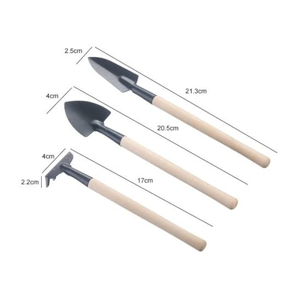 3pcs/set Mini Garden Tools Set Small Shovel/Rake/Spade Wooden Handle Metal Head Garden Tools For Office & Family Gardening - LX759R28S4