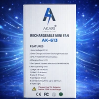 AKARI AK-613 Rechargeable Mini Table Fan with LED Night Light | 3-Speed Adjustable Airflow | USB Fast Charging (5V/2A) | Adjustable Angle | Portable Desk Fan for Home, Office & Travel