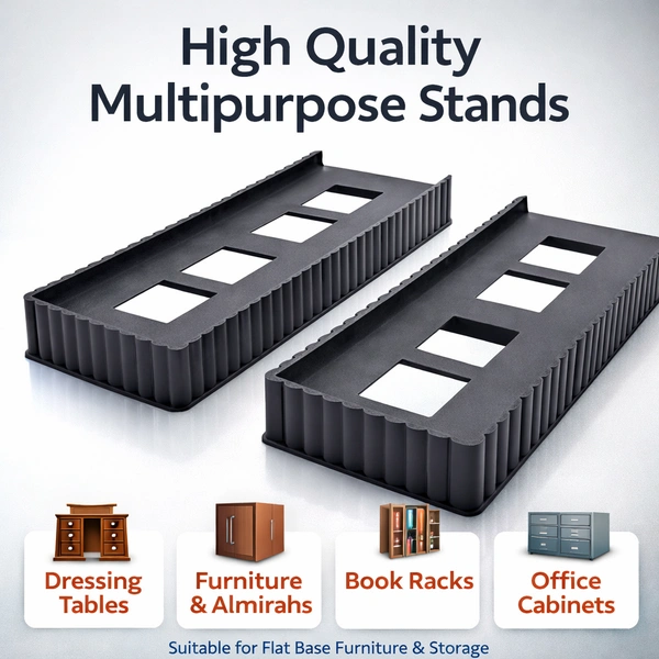 Heavy-Duty Plastic Furniture Raiser Blocks (Set of 2) | Multi-Slot AdjustabSwastik Stand for ALMIRAH HEAVY DUTY STAND Anti-Slip Base Durable Load Support