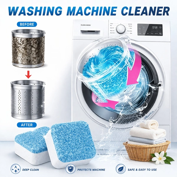 JKM Fresh Zone Washing Machine Scale Remover Tablets (12 Tablets) | Descaler for Front & Top Load Machines | Removes Limescale, Odor & Residue | ISO 9001 Certified