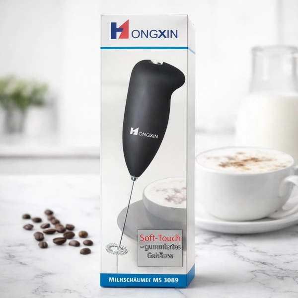 HONGXIN Handheld Electric Milk Frother | Coffee Beater | Soft-Touch Grip | Stainless Steel Whisk | Coffee, Latte, Cappuccino Foam Maker (Model MS-3089)