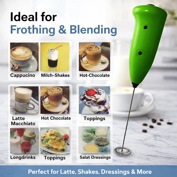 HONGXIN Handheld Electric Milk Frother | Coffee Beater | Soft-Touch Grip | Stainless Steel Whisk | Coffee, Latte, Cappuccino Foam Maker (Model MS-3089)