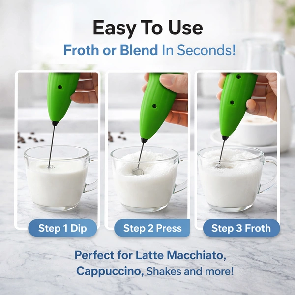HONGXIN Handheld Electric Milk Frother | Coffee Beater | Soft-Touch Grip | Stainless Steel Whisk | Coffee, Latte, Cappuccino Foam Maker (Model MS-3089)