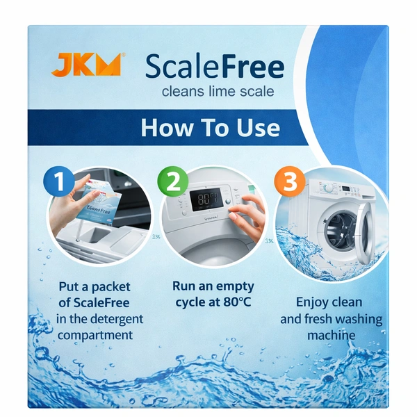 JKM ScaleFree Cleans lime scale Washing Machine & Dishwasher Powder | Removes Limescale | Improves Performance & Saves Power | Suitable for Front & Top Load Machines