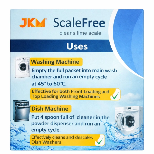 JKM ScaleFree Cleans lime scale Washing Machine & Dishwasher Powder | Removes Limescale | Improves Performance & Saves Power | Suitable for Front & Top Load Machines